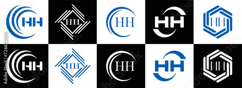 HH logo. H H design. White HH letter. HH, H H letter logo SET design. Initial letter EE linked circle uppercase monogram logo. H H letter logo SET vector design. HH letter logo design
