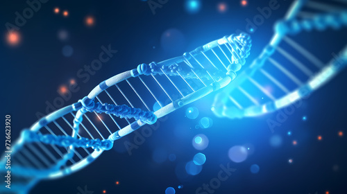 3D rendering genetic diagram of human DNA under microscope © xuan