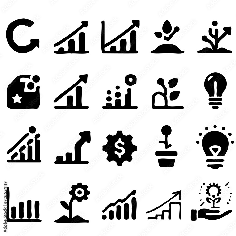 sketch Big set business icons. Vector Illustration can be used in