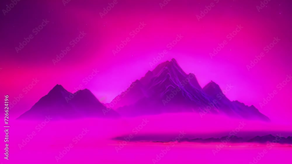 Neon hues meet the horizon creating a serene and otherworldly atmosphere. Abstract motion background Neon hues meet the horizon creating a serene and otherworldly atmosphere. Abstract motion background