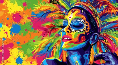 carnival in Rio de Janeiro background poster, vibrant colors  © YamunaART