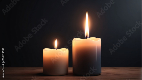 white burning candle on a black background 