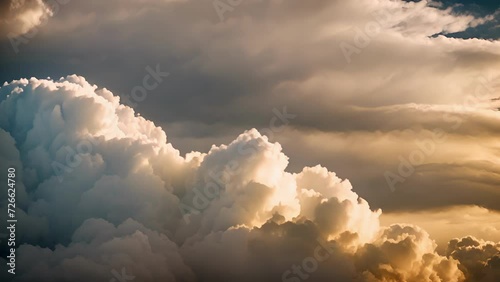 Billowy clouds in a state of constant metamorphosis. Abstract motion background photo