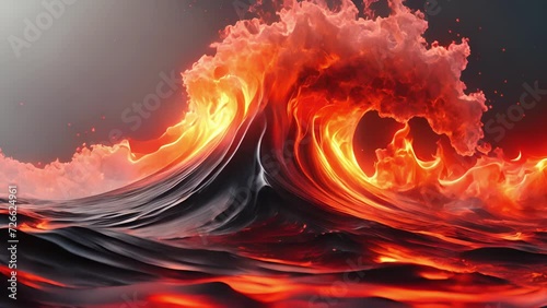 Fiery inferno waves surging and bursting with vitality Abstract motion background photo