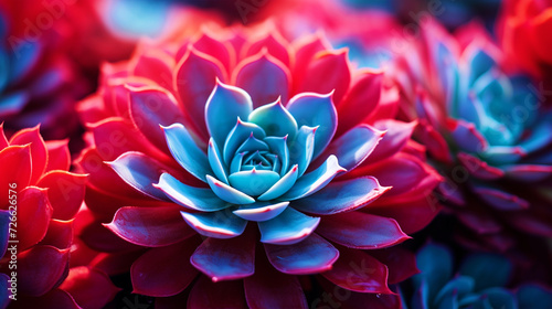 Close up photo of colorful succulent plant - ai generative