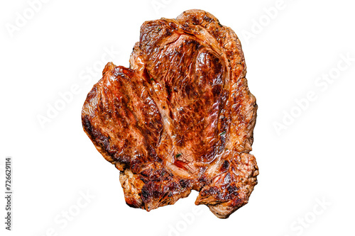Grilled Chuck eye roll steak Isolated, Transparent background.