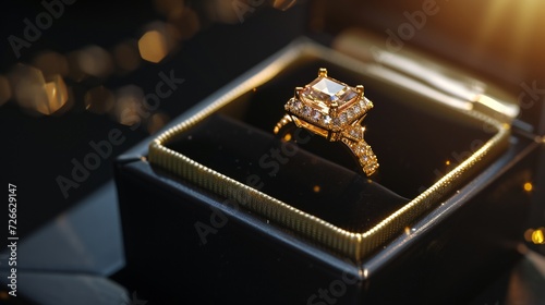 Black box showcasing exquisite gold diamond ring © Aina Tahir