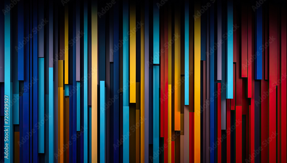 colorful abstract piece featuring series of vertical lines in red, blue background colorful abstract piece featuring series of vertical lines in red, blue background