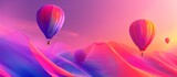 Abstract colorful hologram of hot air balloon on vibrant color style background. AI generated image