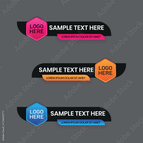 colorful lower thirds set template vector. Set of TV banners and bars for news and sport channels .