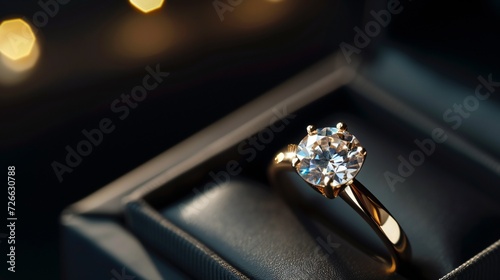 Gold diamond ring presented in sleek black box. © Aina Tahir