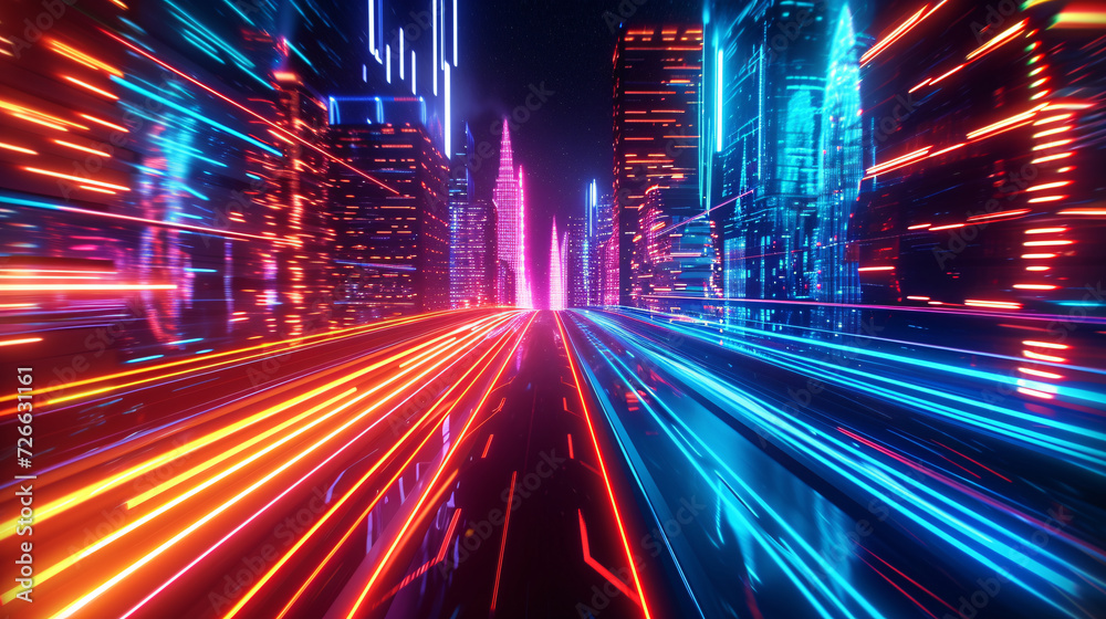 Electric neon Light Trail on urban background. Electric neon Light Trail on urban background.