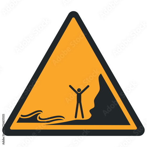 WARNING PICTOGRAM, WARNING; INCOMING TIDES ISO 7010 - W060, VECTOR
