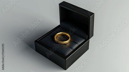 Well-designed black box with exquisite gold ring.
