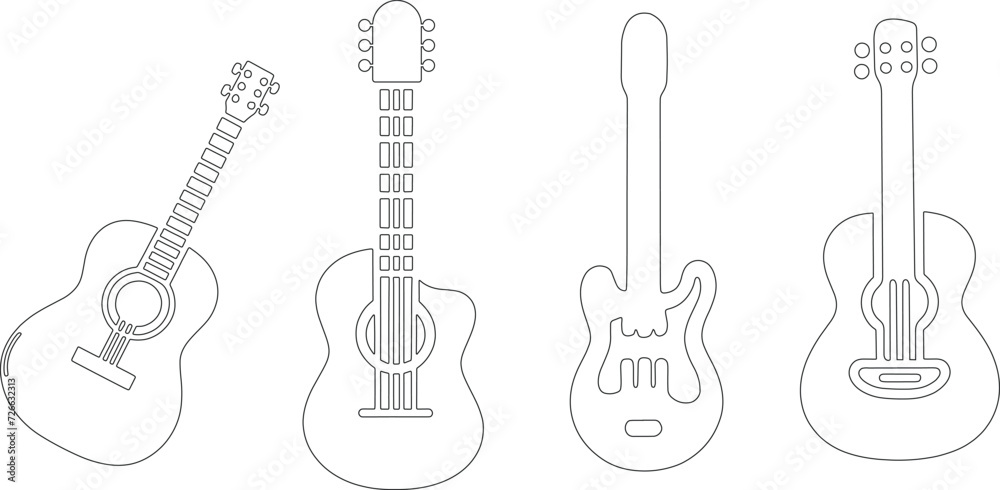 Fototapeta premium Guitar Icon Acoustic Guitar Set
