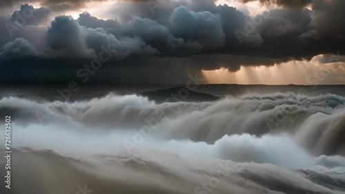 The sky darkens and churns as menacing storm clouds begin to gather just beyond the horizon.