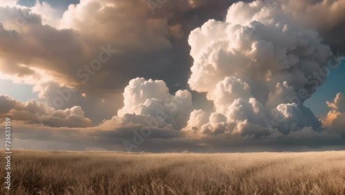 A sense of aweinspiring beauty as cumulonimbus clouds gather in the horizon. photo