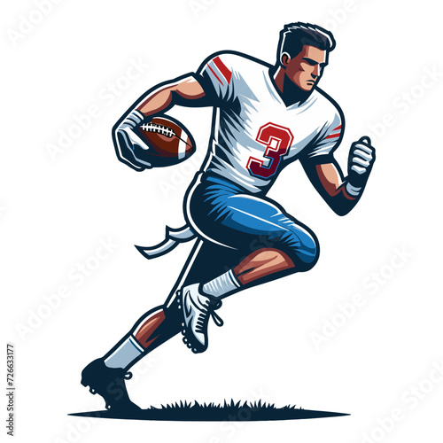 American football player men athlete vector illustration, colorful style American football rugby game male player design template isolated on white background