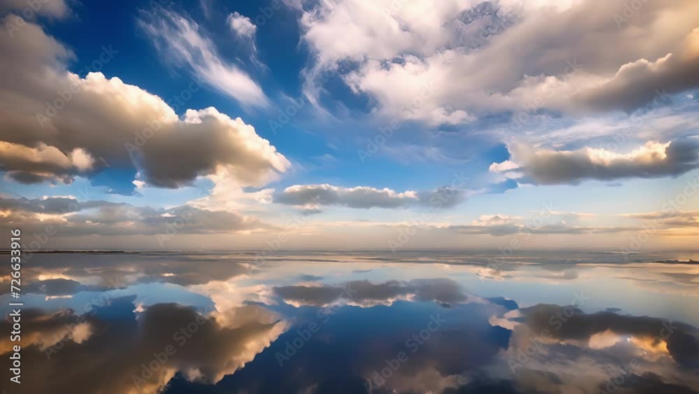 A tranquil sky awash with ethereal bands of luminescent clouds. A tranquil sky awash with ethereal bands of luminescent clouds.