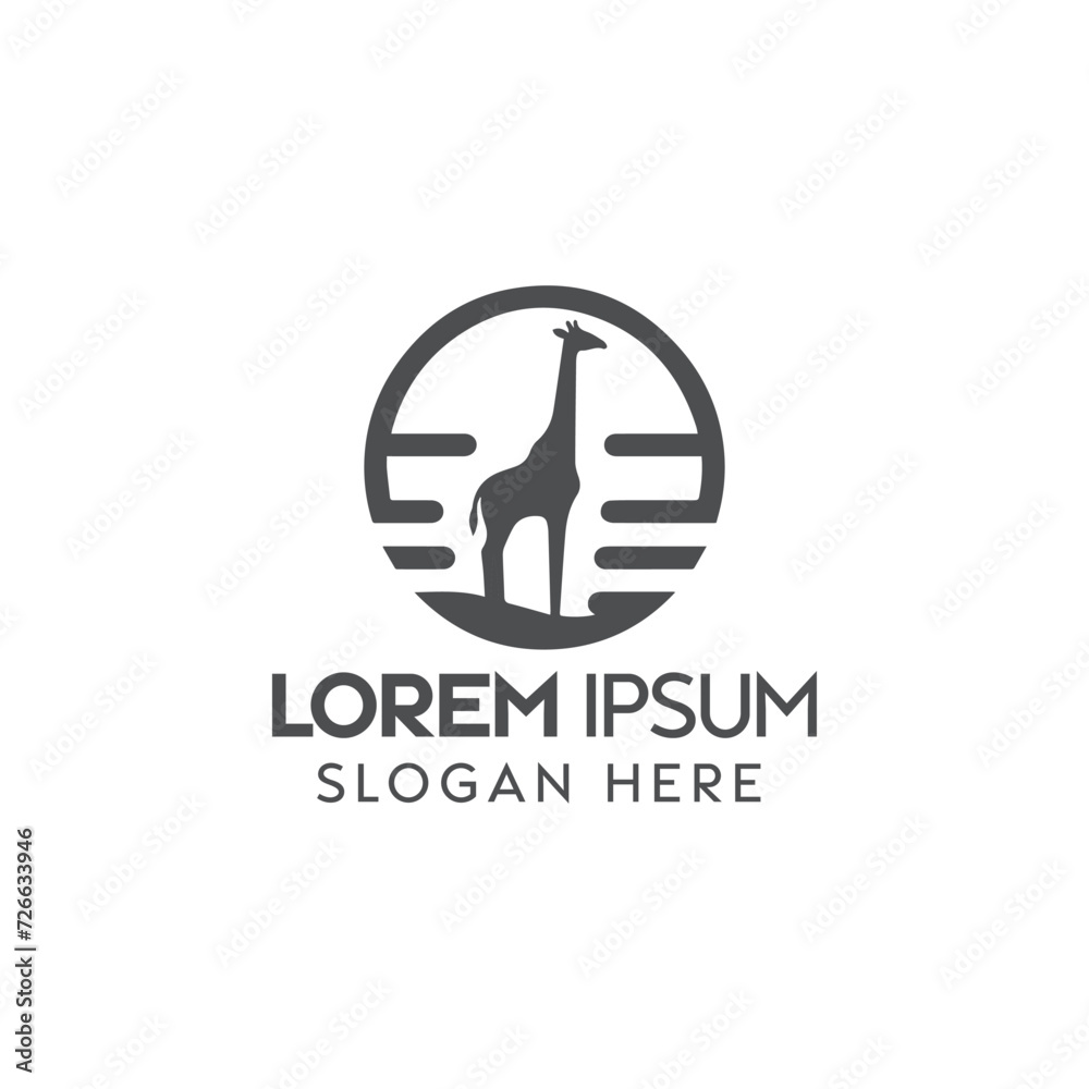 Elegant Giraffe Logo Featuring Bold Typography Within a Circular Frame for a Modern Brand Elegant Giraffe Logo Featuring Bold Typography Within a Circular Frame for a Modern Brand