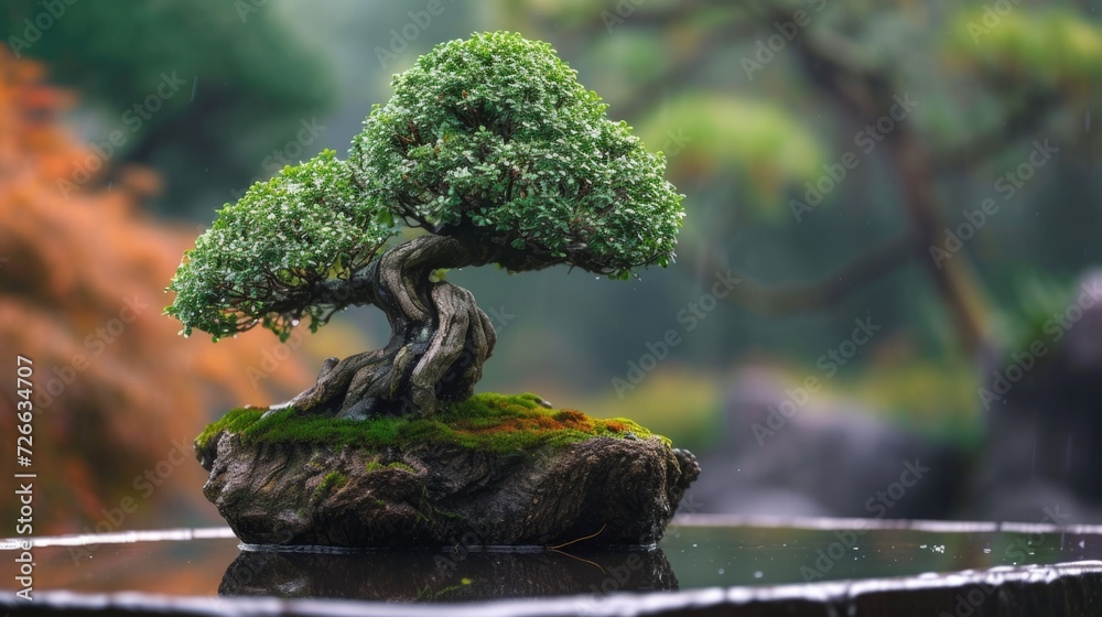 Majestic Bonsai Tree in Misty Ambiance Majestic Bonsai Tree in Misty Ambiance