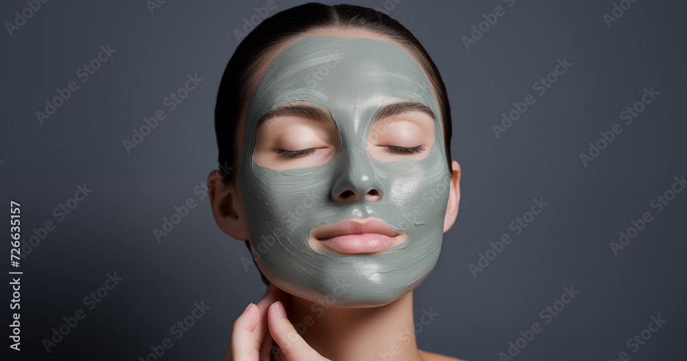 Facial mask on pretty woman face