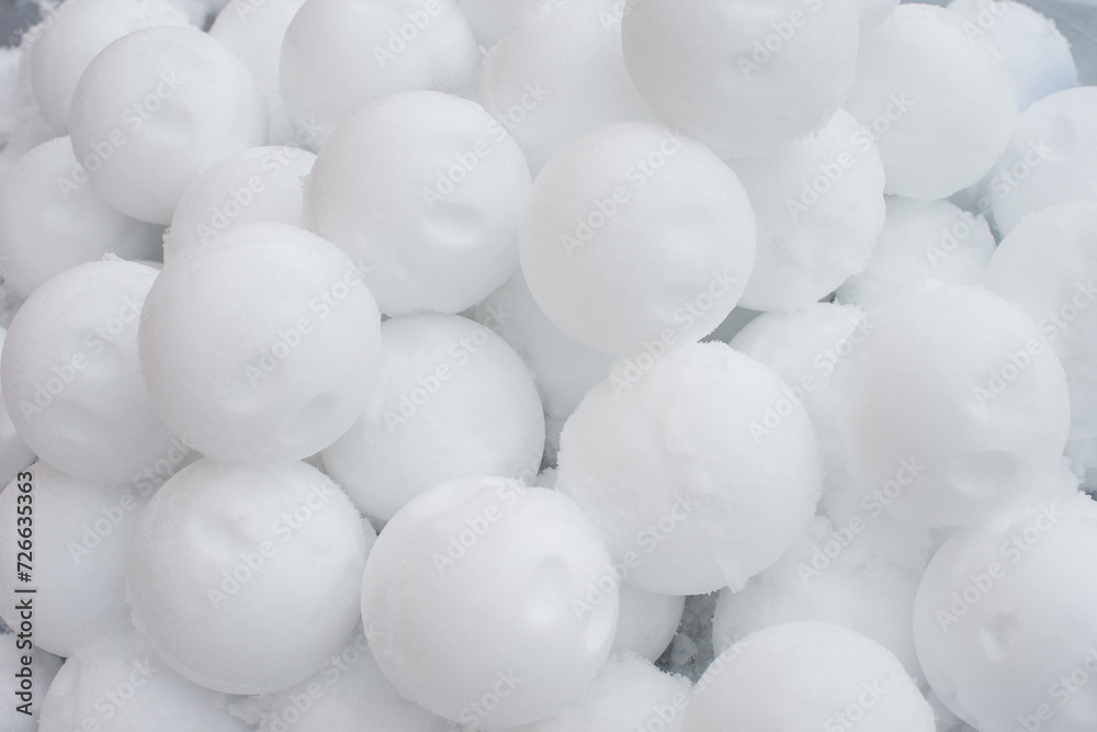 A heap of snowballs closeup. Winter background texture A heap of snowballs closeup. Winter background texture