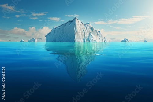 Amazing iceberg with a hidden iceberg underwater in the ocean. The tip of the iceberg, a concept. Creative idea of a hidden danger. Global warming and melting glaciers © Gustav