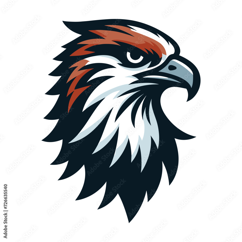 Wild animal bird of prey head face, raptor bird vector design illustration, hawk eagle falcon logo flat design template isolated on white background Wild animal bird of prey head face, raptor bird vector design illustration, hawk eagle falcon logo flat design template isolated on white background