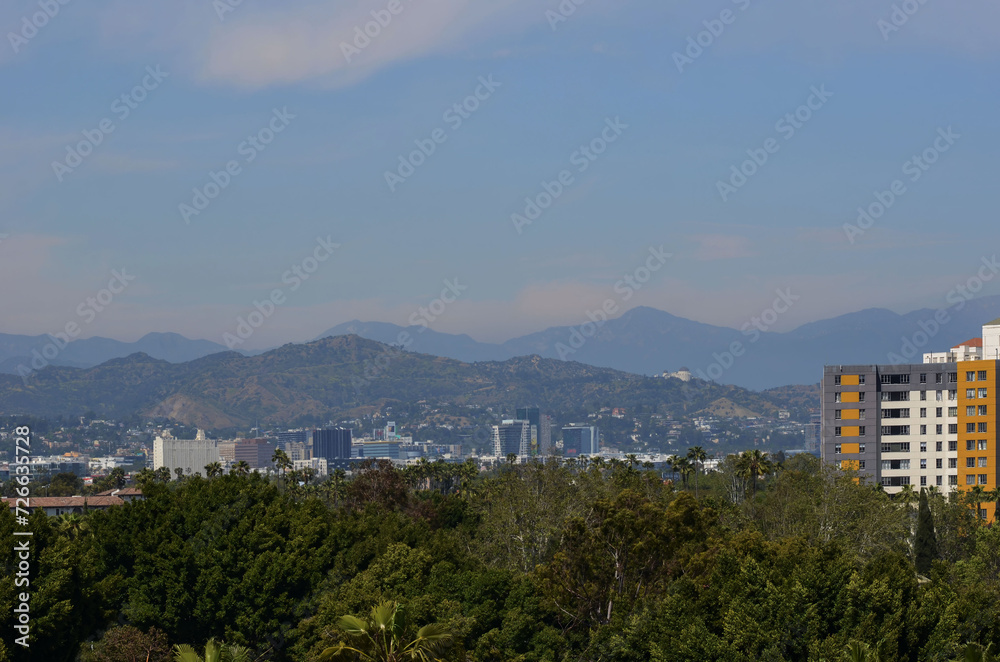 California USA May 17, 2023 Los Angeles view of Los Angeles from the observation deck of the movie museum