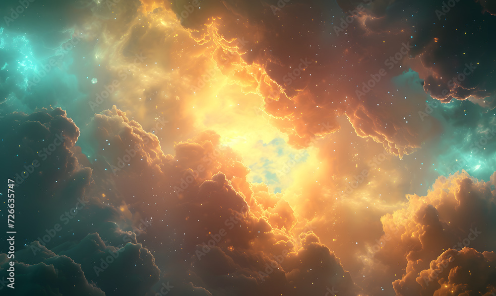 Fototapeta premium Stunning Colorful Nebula Image with Central Star - Celestial Beauty and Universe Mystery Concept, Space Exploration and Astronomy Wonder