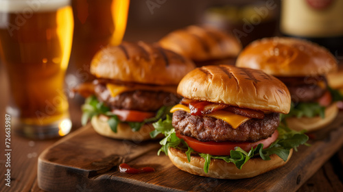 Rustic style mini burgers 