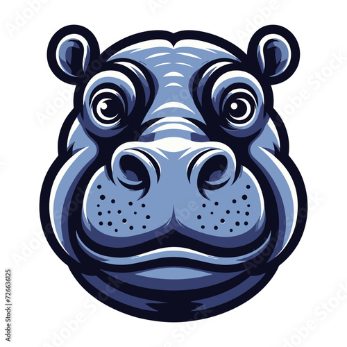 Wild animal hippopotamus head face design vector, zoology illustration, hippo flat design template isolated on white background