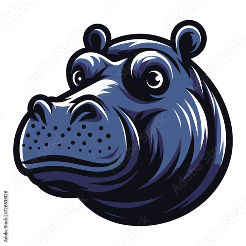 Wild animal hippopotamus head face design vector, zoology illustration, hippo flat design template isolated on white background