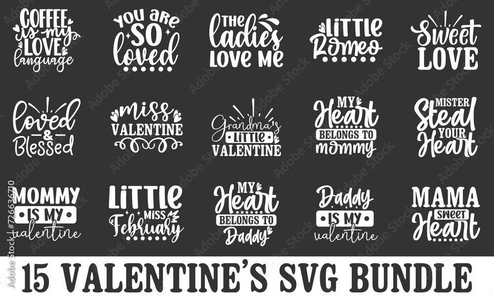 Fototapeta premium 15 Valentine's Day SVG Design Bundle
