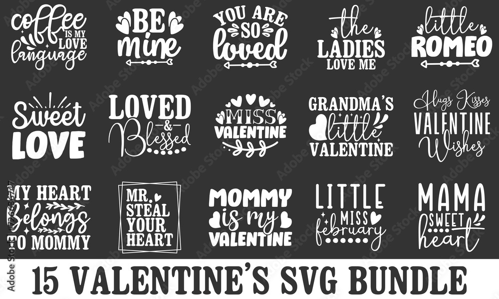 15 Valentine's Day SVG Design Bundle