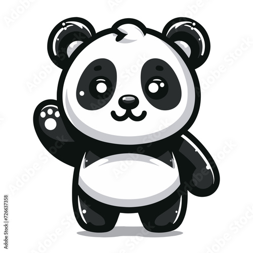 Cute adorable panda cartoon character vector illustration  funny Asian Chinese animal baby panda flat design mascot template isolated on white background