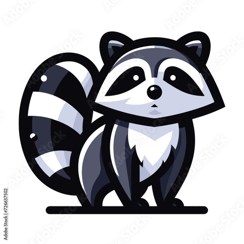 Cute adorable raccoon cartoon character vector illustration, funny racoon flat design template isolated on white background