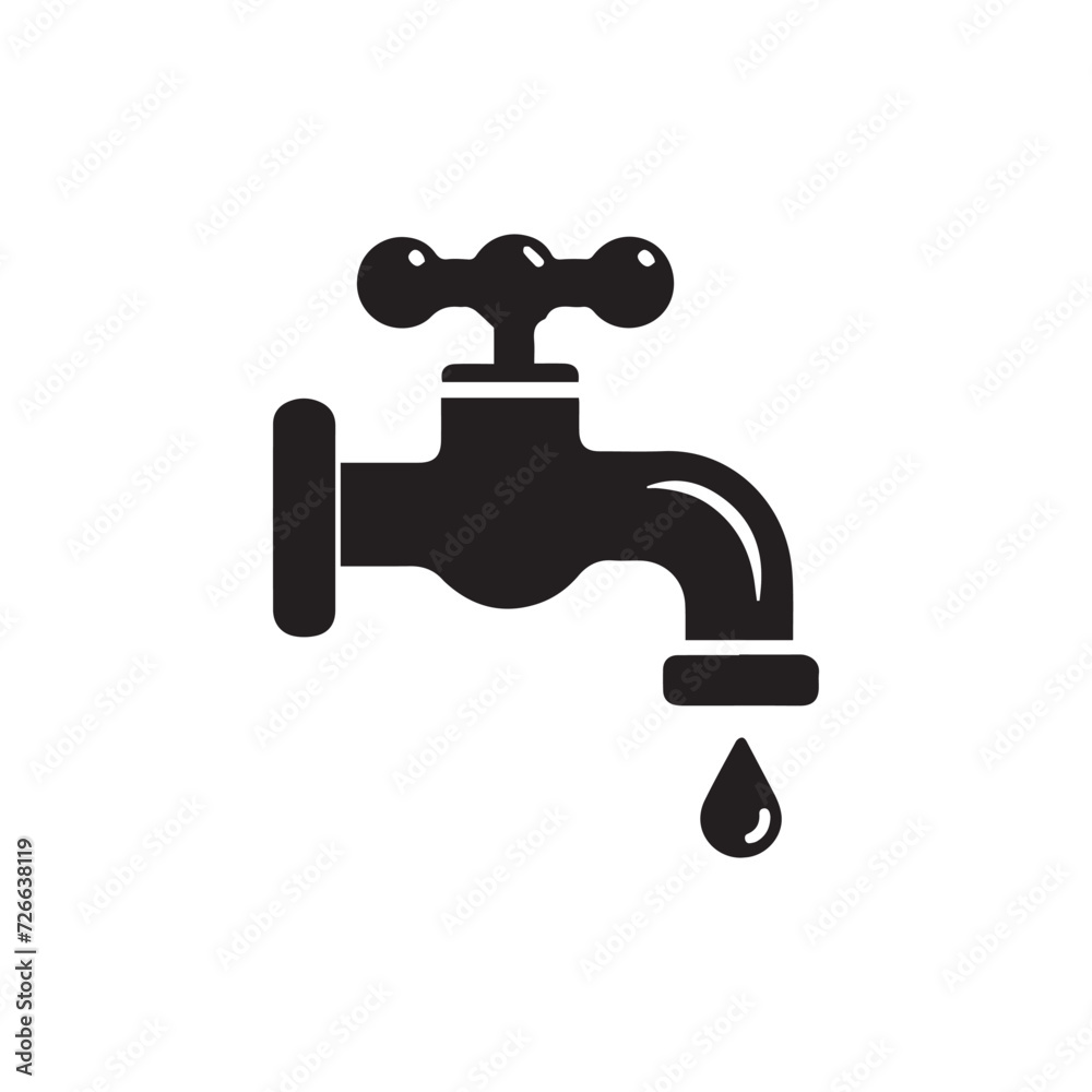 Faucet with drop of water icon Faucet with drop of water icon