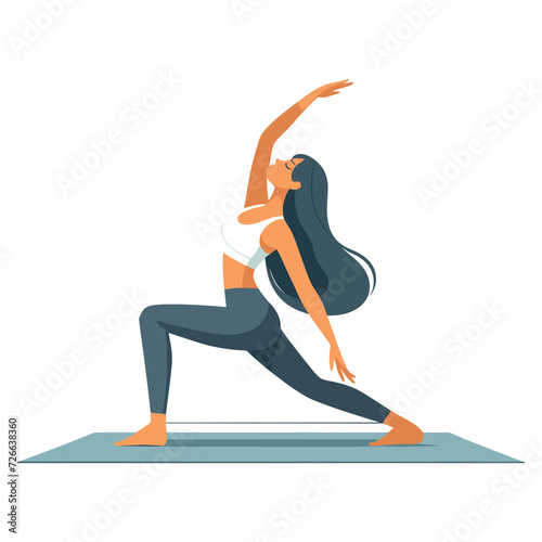 Woman in yoga meditation pose vector illustration, good mental health yoga lifestyle and selfcare flat design style template isolated on white background