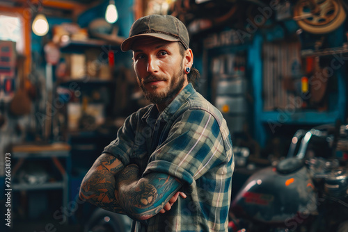 Portrait of a Motorcycle Workshop Artisan