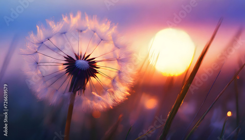 Pusteblume  L  wenzahn  wind  feld  himmel  Abendrot  sonne  hintergrund  lila  future  dusk  farbe  glow  leuchtend  sonnenuntergang  Stimmung  emotion  sch  n  modern  neu  copy space  entwerfen