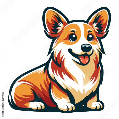 Cute adorable corgi dog cartoon character vector illustration, funny pet animal corgi puppy flat design mascot template isolated on white background