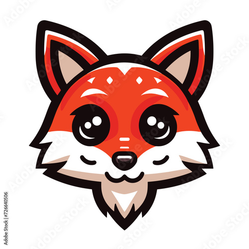 Cute adorable fox head face cartoon character vector illustration, funny wolf foxy flat design template isolated on white background