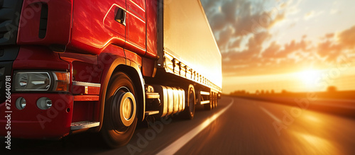 Logistics company truck on the road photo