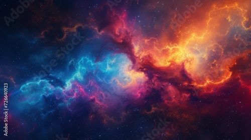 Space with bright colors, and an intense blue