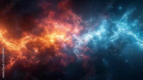 Space with bright colors  and an intense blue