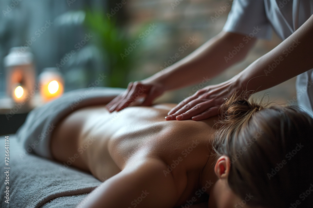 Obraz premium Female patient receiving back and shoulder massage