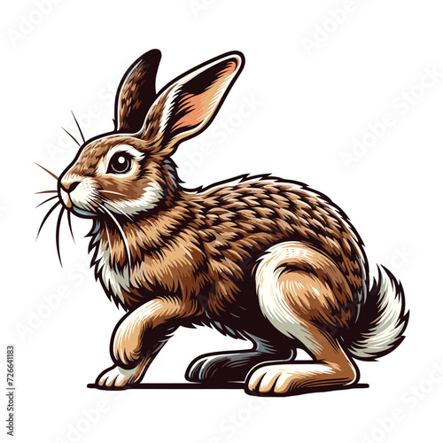 Realistic wild animal hare rabbit design vector, zoology illustration, wild forest bunny flat design template isolated on white background