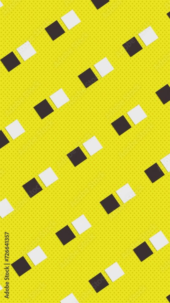 two squares moving back and forth in loop animation over duotone sky yellow color background. Abstract flat animated pattern motion graphics background. repeated motion seamless loop.